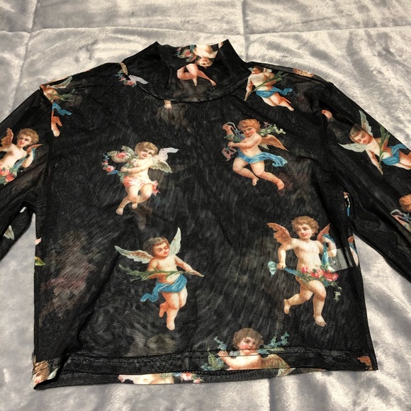 shein mesh cropped angel long sleeve - Picture 2 of 4